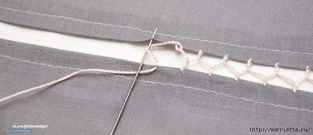 Способ соединения ткани и кружева вручную кружево,одежда,рукоделие,своими руками,сделай сам,ткань