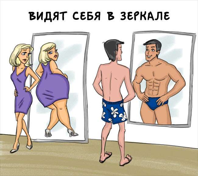 Різниця між чоловіками і жінками у веселих коміксах (14 картинок)