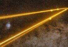 Wiązki laserowe nad Drogą Mleczną